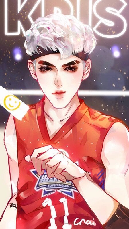 吴亦凡手绘 kris exo素描漫画卡通 插画明星 写真 男神 发型 长腿欧巴