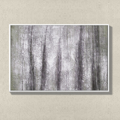 手绘very-art黑白抽象风景装饰画抽象森林油画墙头画卧室画