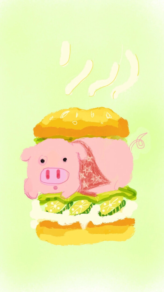 吃货 寿司 手绘 粉小猪 可爱的卡通猪 手机 壁纸 卡通图片 二次元