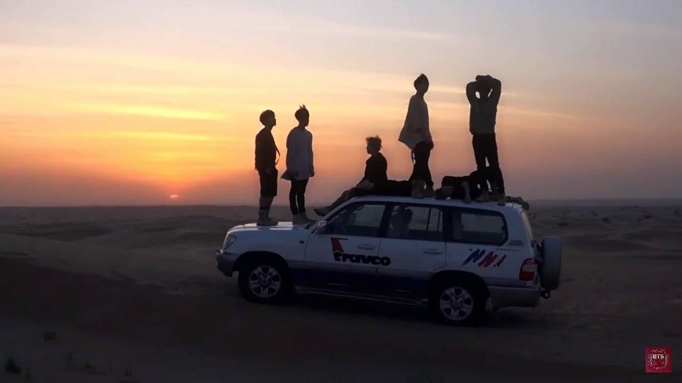 防弹少年团 夕阳,沙漠,少年,美好