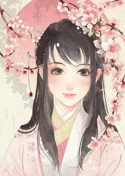 桃花树下