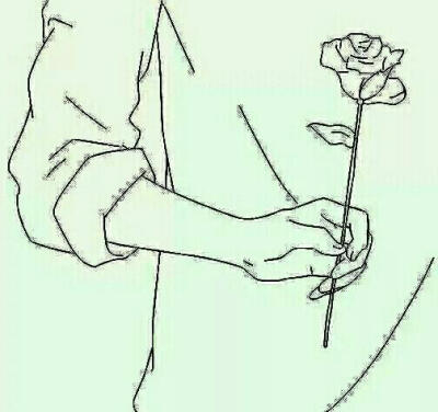 手握玫瑰背影