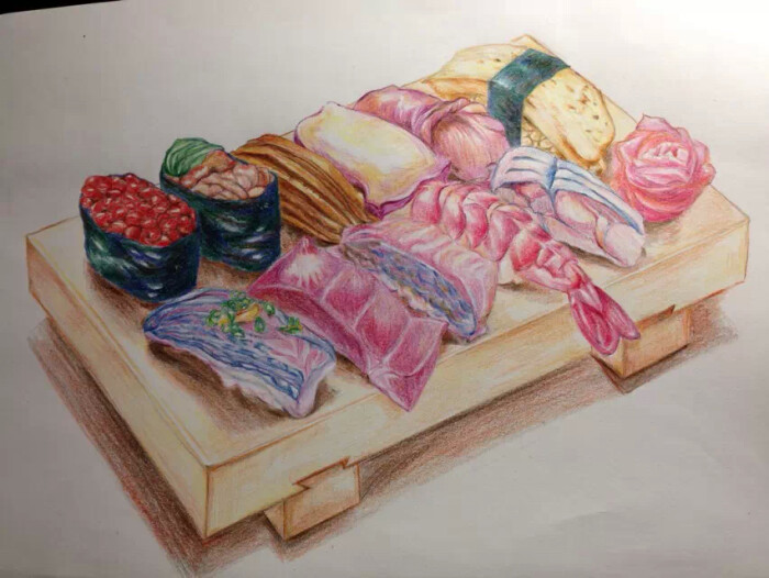 手绘美食壁纸食物彩色铅笔画一素材 绘画壁纸 绘画图库 绘画图片素材