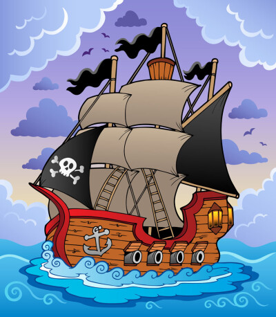海盗船卡通画