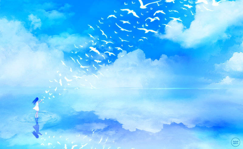 画末笙搬运//加拿大画师//唯美二次元意境天空//侵删致歉//请尊重画师