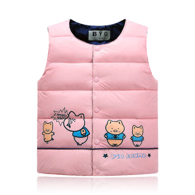 儿童羽绒马甲反季清仓正品秋冬新款小卡通保暖女童宝宝羽绒服背心