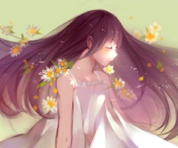 女生抱着小雏菊