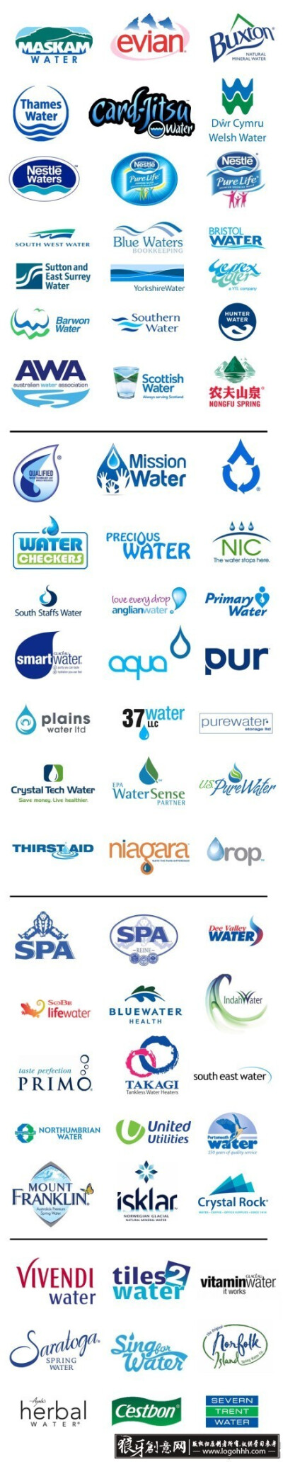 标志logo 著名水品牌的logo 水行业logo设计元素 水logo元素 水标志
