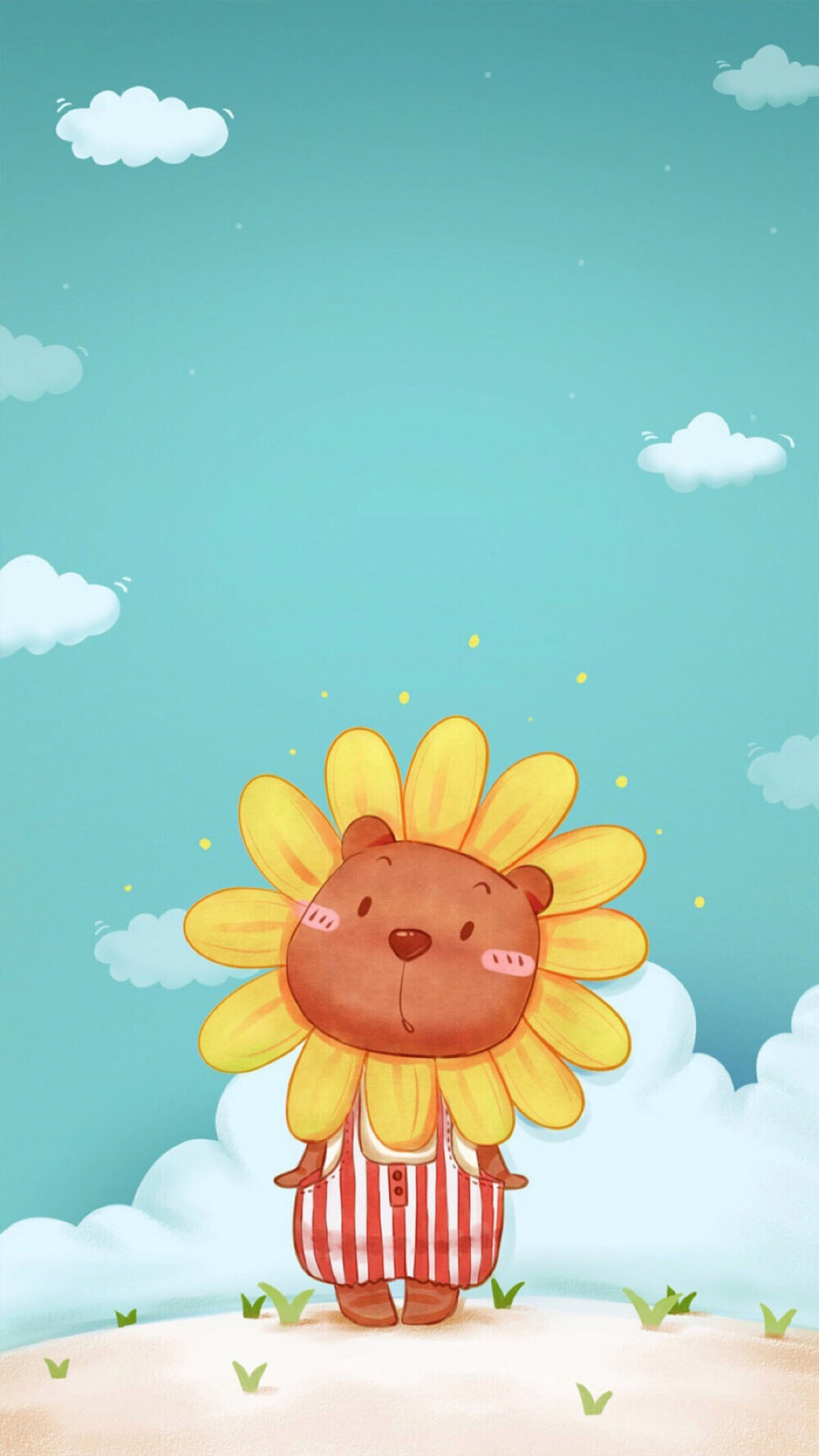 iphone~手机壁纸套图~主屏 锁屏~卡通 狮子 向日葵