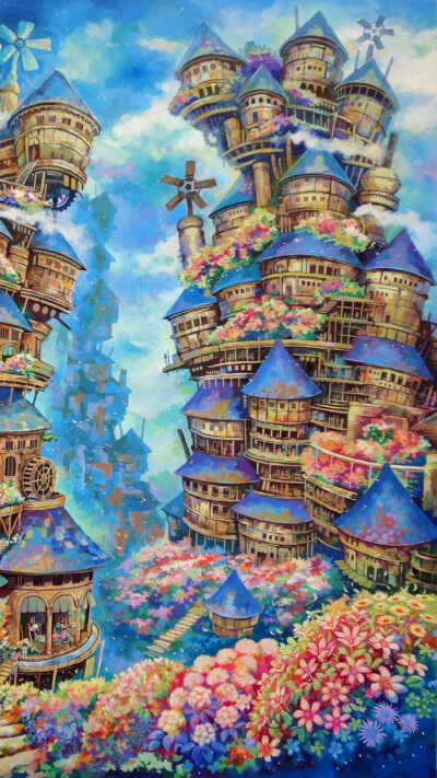 二次元 插画 风景 建筑