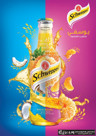 海报灵感 创意果汁饮料广告 时尚饮料广告合成广告 橙汁 椰汁 高端