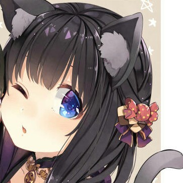 「两个人i」情侣闺蜜头像,可爱猫耳娘,黑长直萌少女,截图自日本画师苍