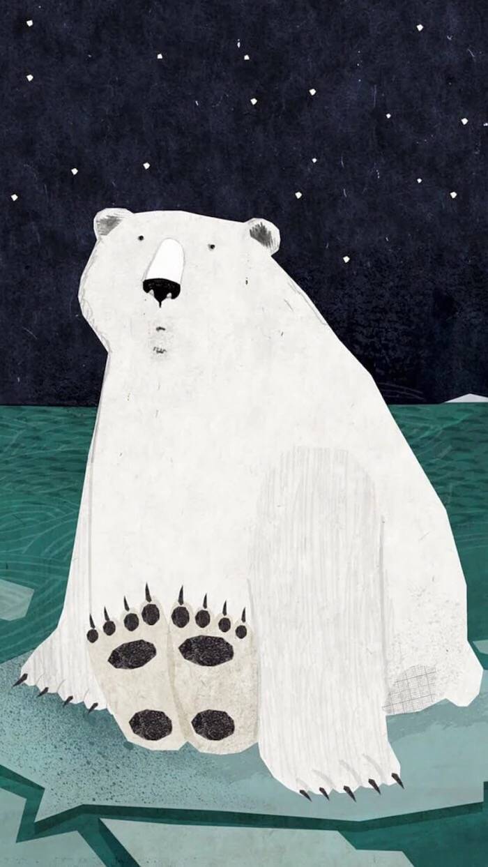 北极熊壁纸锁屏背景图插画