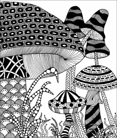 黑白装饰画～蘑菇