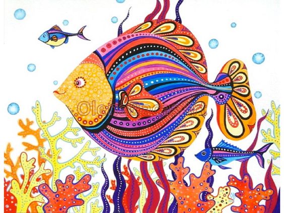 彩色装饰画～水中鱼