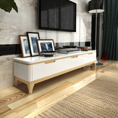 北欧实木电视柜 钢琴烤漆简约现代多功能客厅家具电视机柜地柜