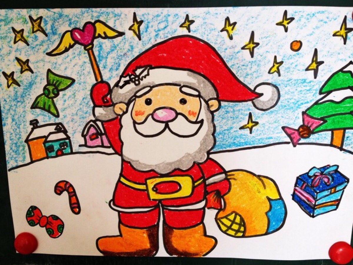 简单漂亮儿童画 漂亮简笔画圣诞老人怎么画过程图 咿咿呀呀儿童手工网