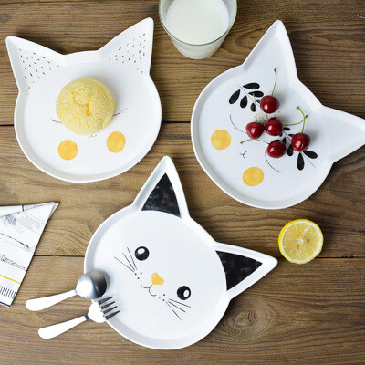 zakka创意日韩陶瓷盘餐盘水果沙拉盘蛋糕盘陶瓷卡通动物甜品盘