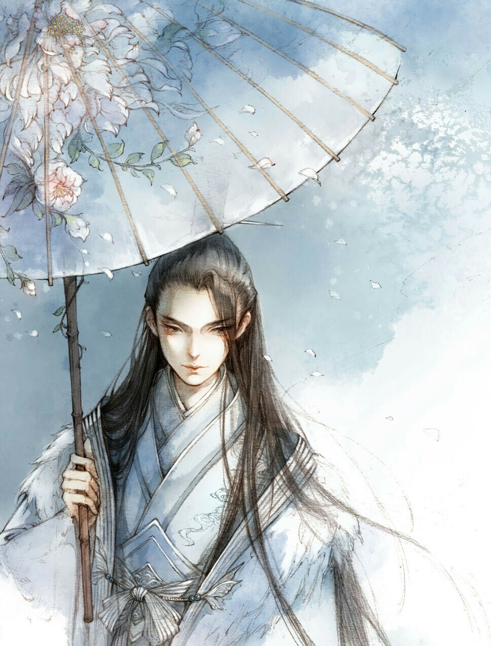 古戈力原创绘画 小说《朱颜》绘图 大神官时影 高清古风漫画美少年