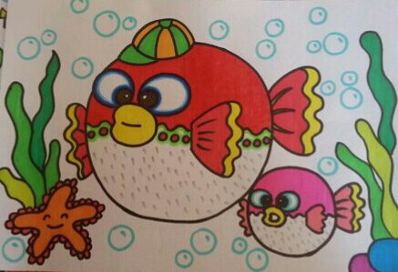 儿童画～大鱼和小鱼