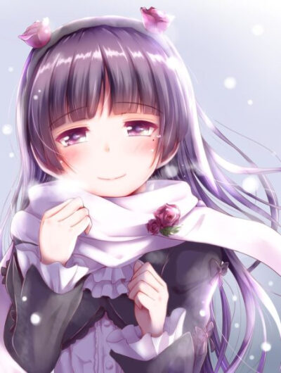 二次元 少女 围巾 冬日