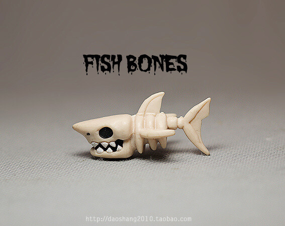 仿真动物 小号 卡通q版 鲨鱼骨架 鱼骨头 塑料pvc 公仔 摆件 模型