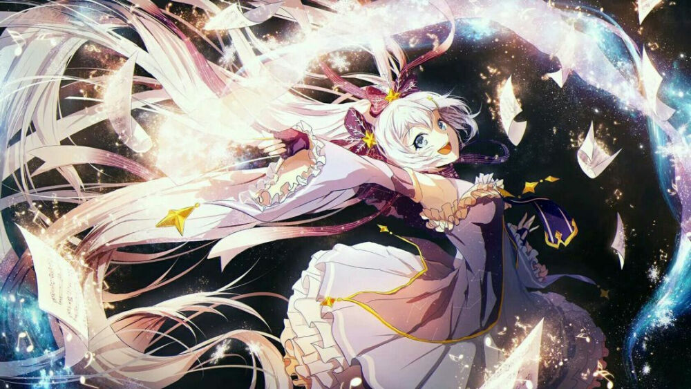银发蓝瞳 星空 二次元 美少女
