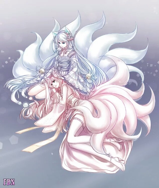 姐妹闺蜜双生花九尾狐幻化