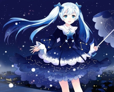 初音,雪初音,美丽,可爱,裙子,星辰