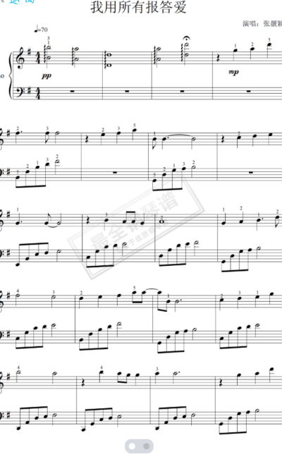 《我用所有报答爱》张靓颖―图片来源【最全钢琴谱】app 第一页 by