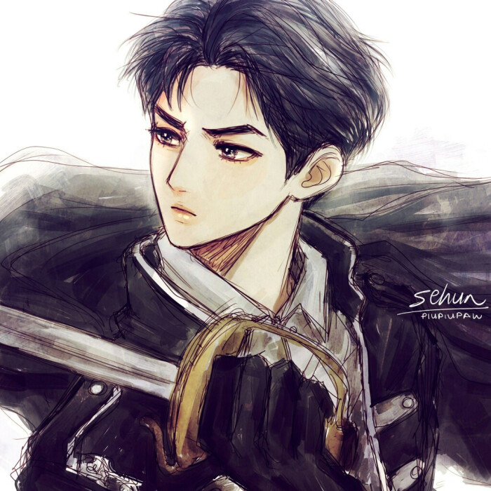 吴世勋 手绘 军装 170114金唱片大赏