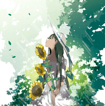 「euz有宅」#少女#向日葵#树荫#遮阳帽#动漫女头自截 妄sou感伤代价
