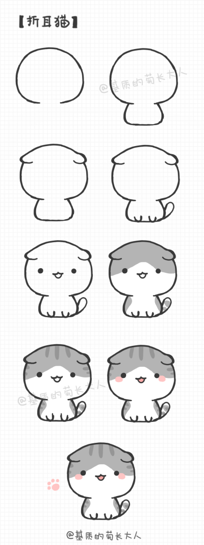 如何画折耳猫,来自@基质的菊长大人