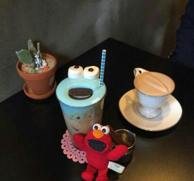超可爱的芝麻街咖啡 好想来一杯蛋糕 美食头像 家常菜 西餐 日式料理