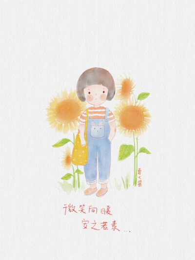 一组来自国内小清新插画师@夏七酱的少女类手绘插画图片,唯美的画风