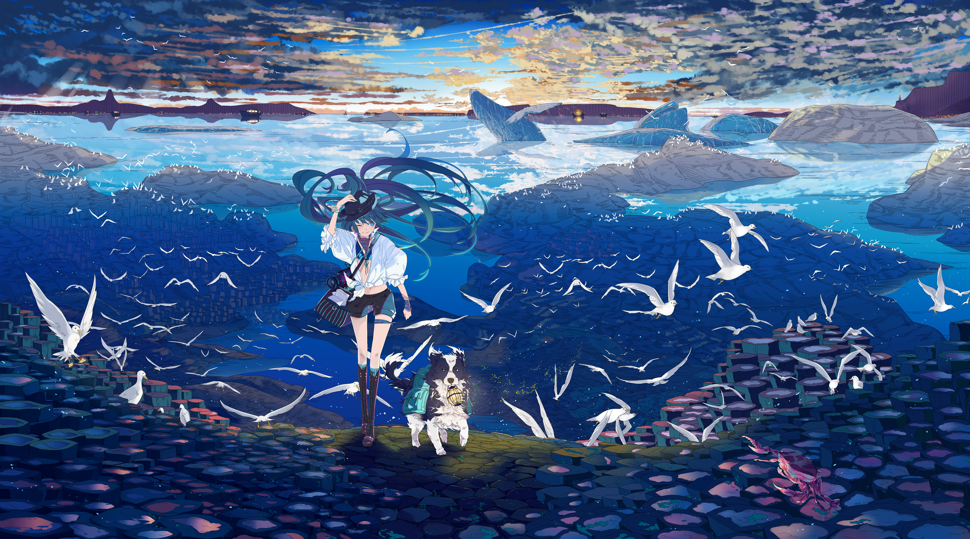 初音世界旅行 爱尔兰 巨人堤道 初音未来 画师:嗨p 本作品pixiv id=