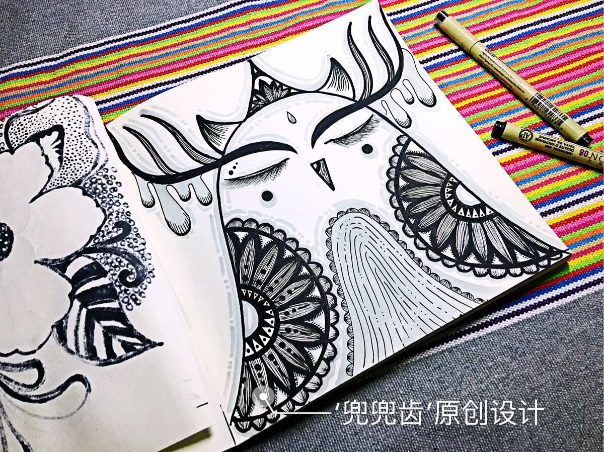 装饰画,民族风,线描,插画,猫头鹰,儿童画,儿童画猫头鹰,猫头鹰简笔画