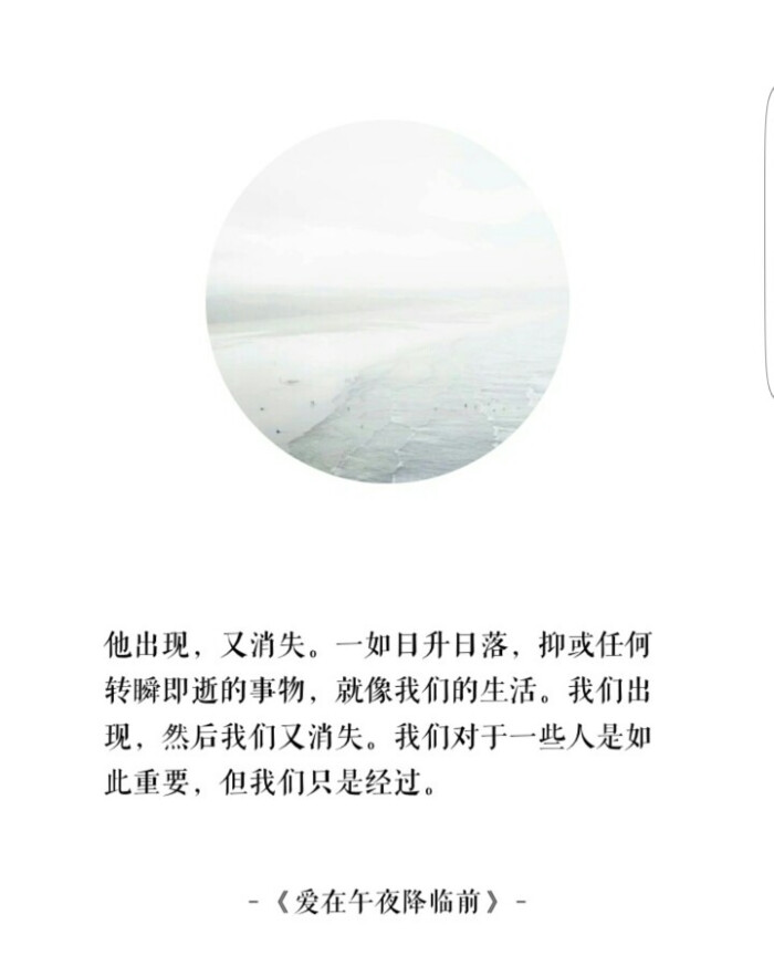 我们出现,然后我们又消失.我们对于一些人是如此重要,但我们只是经过.