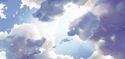 意境 gif 插画 场景 二次元 蓝色系 雨 空灵 淡色 清纯 壁纸 背景 横