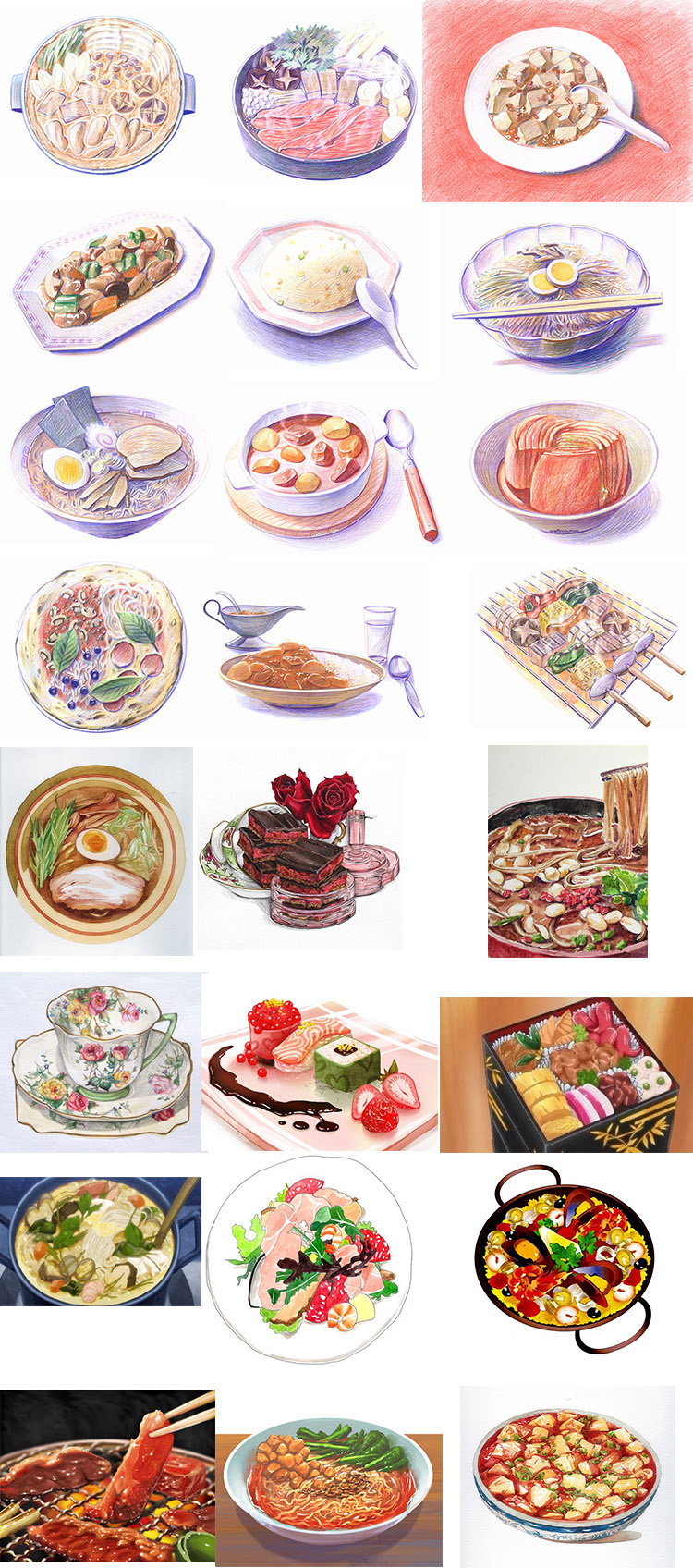 卡通萌系手绘美食插画可爱水彩食物绘画临摹参考图片临摹素材5