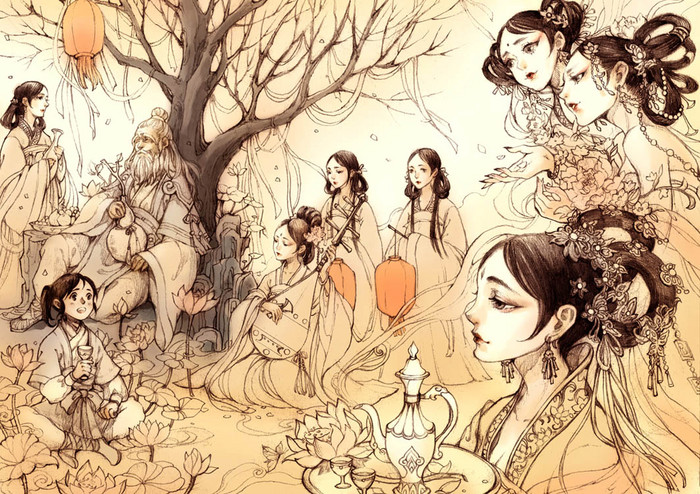 古戈力 芥子 故事里的小人物.古风 人物 插画