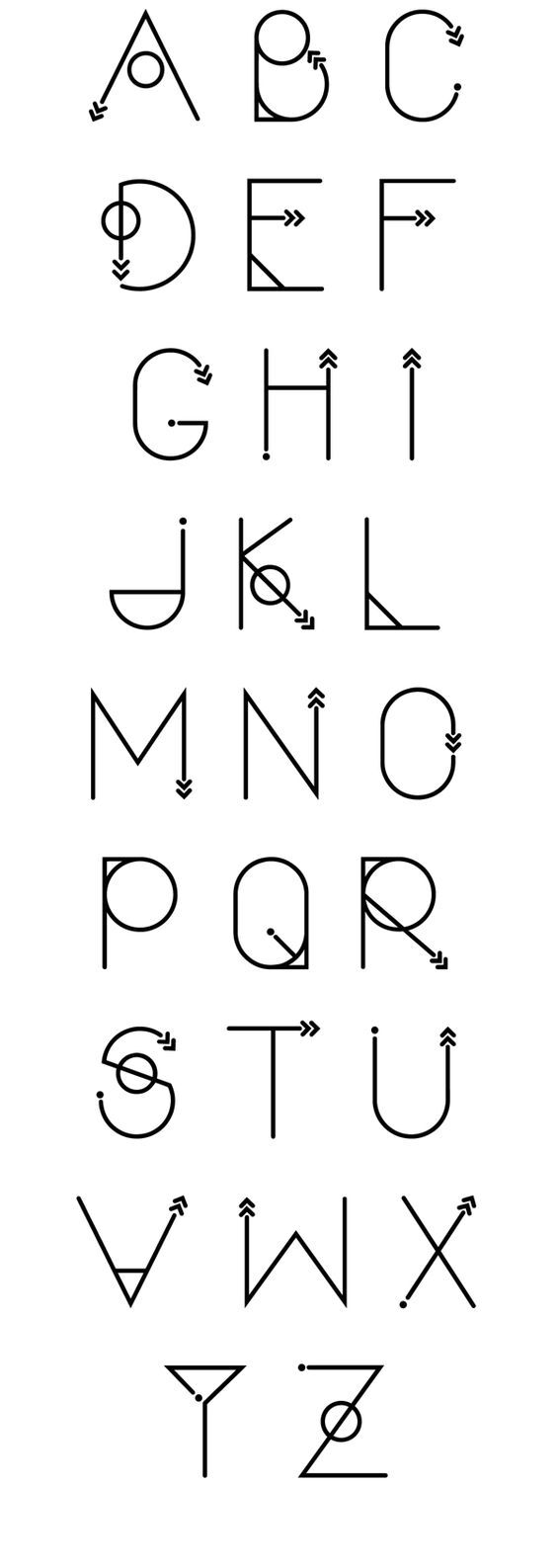 英文字体 26个字母 手写 设计 素材 教程 转自pinterest