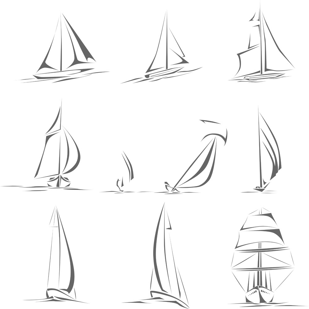 手绘线条帆船图片