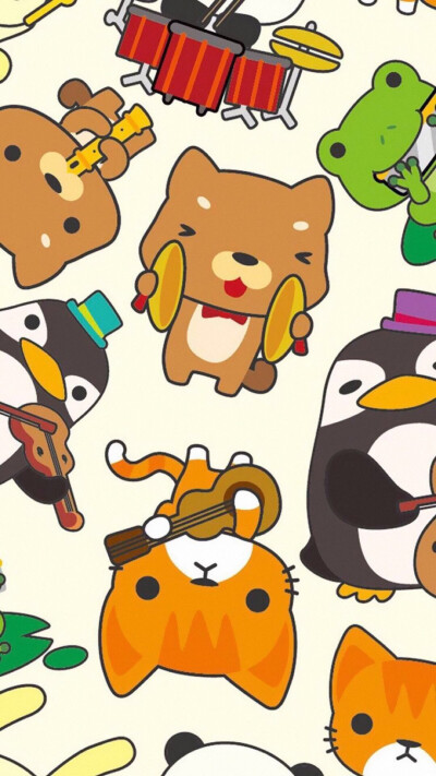 平铺主屏纯色渐变大图密密卡通可爱个性手绘插画动漫唯美书架图标个性
