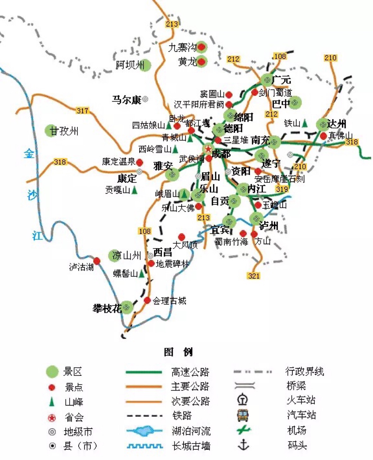 四川省旅游地图高清版_中国地图_初高中地理网
