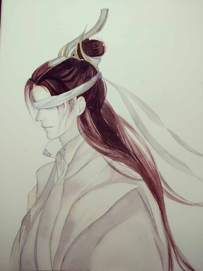 魔道祖师 晓星辰 临摹 手绘 水彩 古风男子