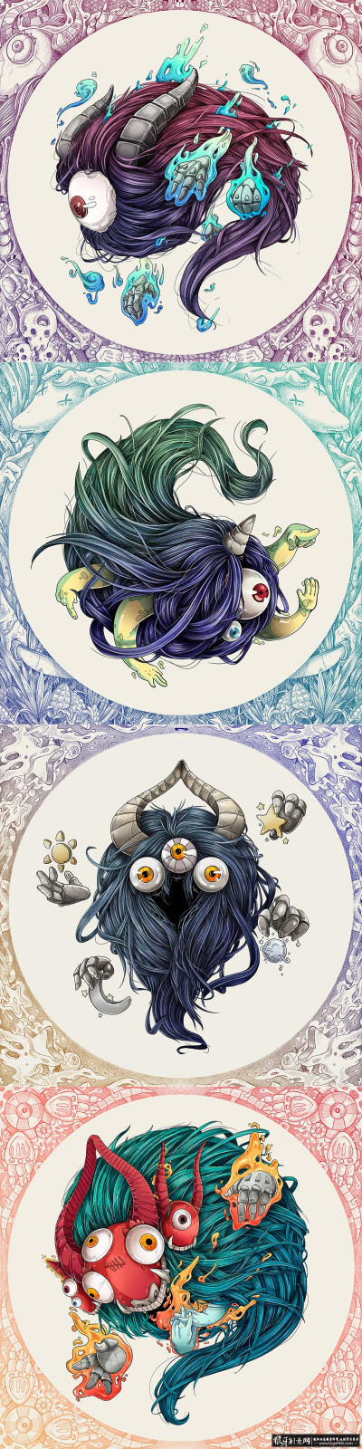 个性插画 精美插画 绘画 绘图 图画 大眼睛怪物插画设计 恐怖绘画