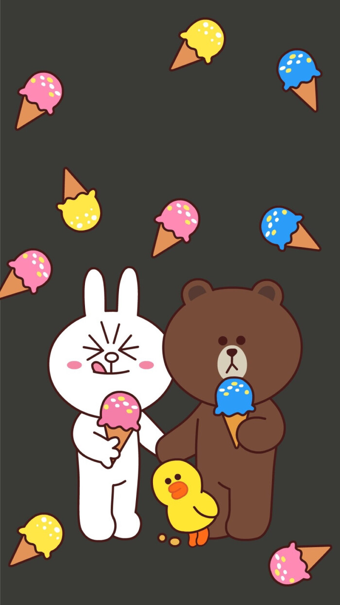 line friends 壁纸 iphone 可妮兔布朗熊 更多line friends壁纸请关注