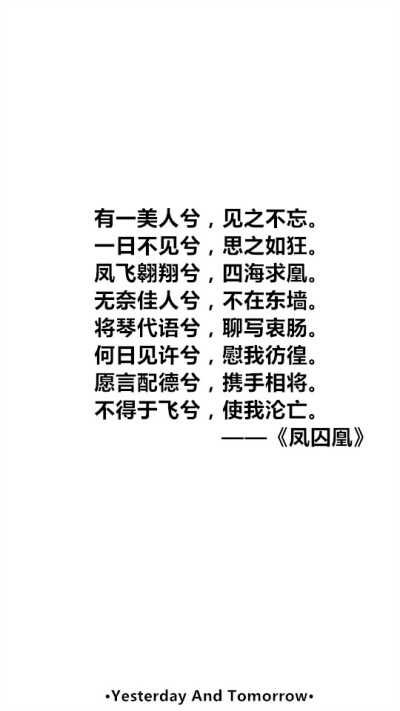 『有一美人兮,见之不忘,一日不见兮,思之如狂.凤飞翱翔兮,四海求凰.