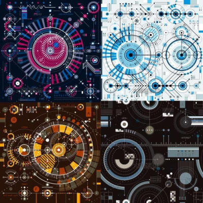 未来科技几何圆形图案图形科幻创意海报背景ai矢量设计素材ai63
